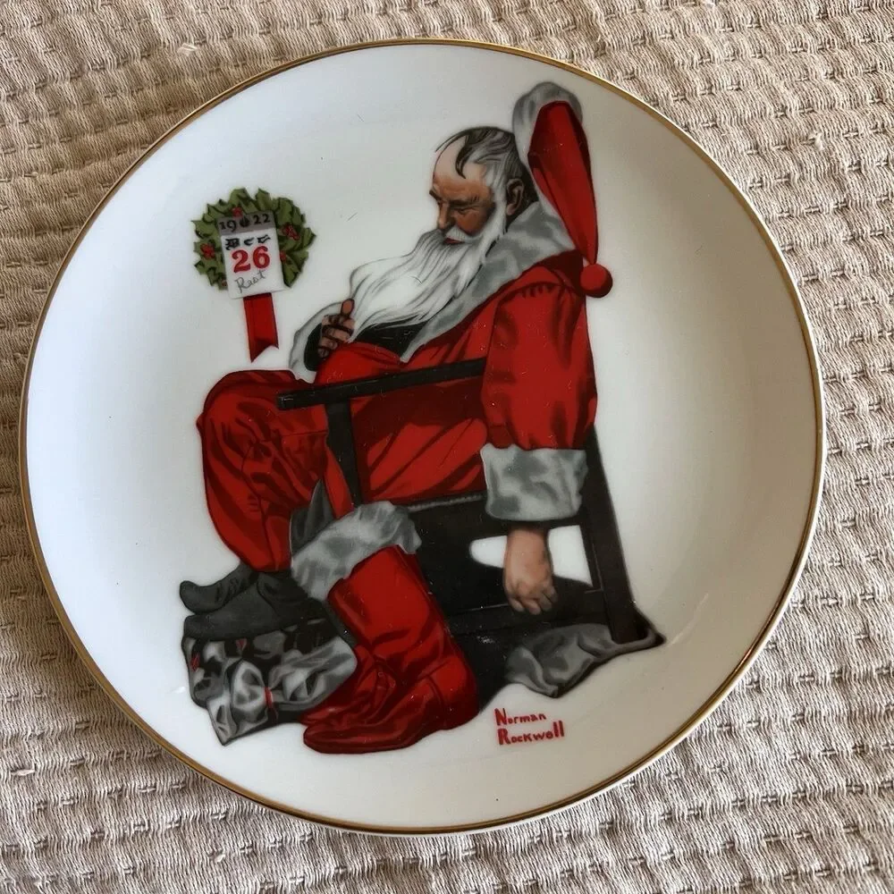 VTG Norman Rockwell Collector Plate Day After Christmas Santa Porcelain Japan